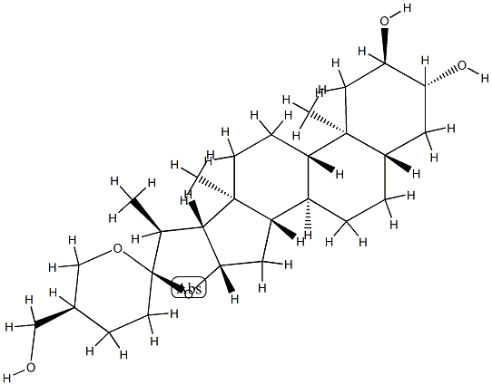 (25S)-5α-Spirostane-2α,3β,27-triol Structure