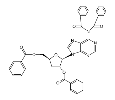 (2R,3R,5S)-2-[6-(N-benzoylbenzamido)-9H-purin-9-yl]-5-[(benzoyloxy)methyl]oxolan-3-yl benzoate结构式