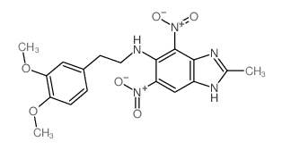 N-[2-(3,4-dimethoxyphenyl)ethyl]-2-methyl-4,6-dinitro-1H-benzoimidazol-5-amine结构式