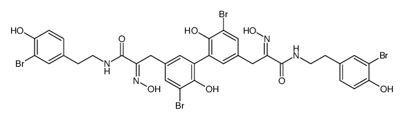 3,3'-(2,2'-Dihydroxy-3,3'-dibromo-1,1'-biphenyl-5,5'-diyl)bis[N-[2-(3-bromo-4-hydroxyphenyl)ethyl]-2-(hydroxyimino)propanamide] Structure