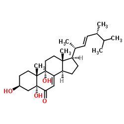 3β,5α,9α-Trihydroxyergosta-7,22-dien-6-one structure