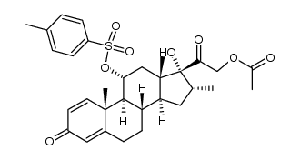 21-acetoxy-17-hydroxy-16α-methyl-11α-(toluene-4-sulfonyloxy)-pregna-1,4-diene-3,20-dione结构式