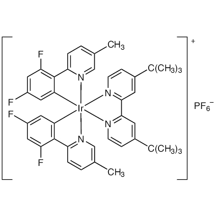 [4,4''-双(1,1-二甲基乙基)-2,2''-联吡啶-κN,κN]双[3,5-二氟-2-(5-甲基-2-吡啶基)苯基]铱六氟磷酸盐结构式