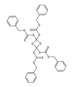 tetrabenzyl (1,3-dithietane-2,2,4,4-tetrayl)tetracarbonotrithioate Structure