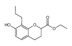 rac-3,4-dihydro-7-hydroxy-8-propyl-2H-1-benzopyran-2-carboxylic acid ethyl ester结构式