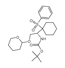 tert-butyl ((1R)-1-(1-(phenylsulfonyl)cyclohexyl)-2-((tetrahydro-2H-pyran-2-yl)oxy)ethyl)carbamate Structure