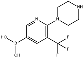 (6-(哌嗪-1-基)-5-(三氟甲基)吡啶-3-基)硼酸结构式