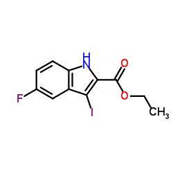 5-氟-3-碘-1H-吲哚-2-羧酸乙酯结构式