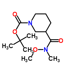 1-Boc-N-甲氧基-N-甲基哌啶-3-甲酰胺结构式