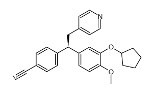 (R)-4-[1-(3-Cyclopentyloxy-4-methoxyphenyl)-2-(4-pyridyl)ethyl]benzenenitrile Structure
