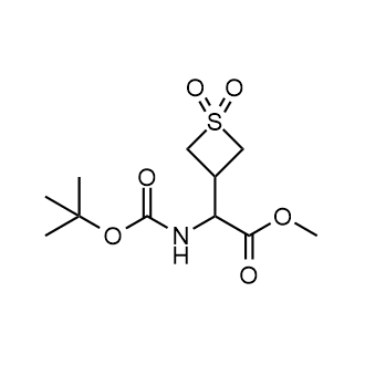2-(叔丁氧羰基氨基)-2-(1,1-二氧代硫丁烷-3-基)乙酸甲酯结构式