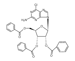 2-amino-6-chloro-9-(2,3,5-tri-O-benzoyl-β-D-ribofuranosyl)purine Structure