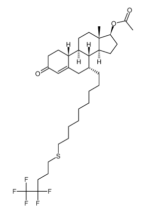 (7α,17β)-3-oxo-7-{9-[(4,4,5,5,5-pentafluoropentyl)sulfanyl]nonyl}estr-4-en-17-yl acetate结构式