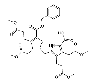 3,4'-bis-(2-methoxycarbonyl-ethyl)-4,3'-bis-methoxycarbonylmethyl-1H,1'H-5,5'-methanediyl-bis-pyrrole-2-carboxylic acid 2-benzyl ester Structure