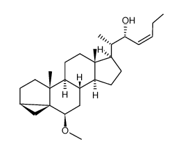 (22S,23Z)-6β-methoxy-26-nor-3α,5-cyclo-5α-cholest-23-en-22-ol结构式