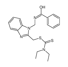 [1-(benzamidomethyl)benzimidazol-2-yl]methyl N,N-diethylcarbamodithioate结构式