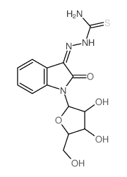 Hydrazinecarbothioamide, 2-(1, 2-dihydro-2-oxo-1-.beta.-D-ribofuranosyl-3H-indol-3-ylidene)- Structure