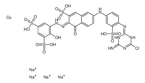 tetrasodium,5-[(2Z)-2-[6-[4-[(4-amino-6-chloro-1,3,5-triazin-2-yl)amino]-3-sulfoanilino]-1-oxo-3-sulfonaphthalen-2-ylidene]hydrazinyl]-4-hydroxybenzene-1,3-disulfonic acid,copper结构式