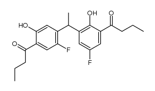 (butyryl-4 fluoro-2 hydroxy-5 phenyl)-1 (butyryl-3 fluoro-5 hydroxy-2 phenyl)-1 ethane结构式
