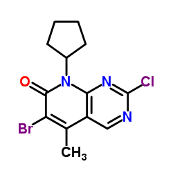 6-溴-2-氯-8-环戊基-5-甲基-吡啶并[2,3-D]嘧啶-7(8H)-酮结构式
