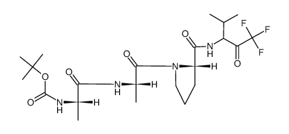 N-<(1,1-dimethylethoxy)carbonyl>-L-alanyl-L-alanyl-N-<3,3,3-trifluoro-1-(1-methylethyl)-2-oxopropyl>-L-prolinamide结构式