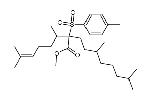 methyl 5,9-dimethyl-2-(6-methylhept-5-en-2-yl)-2-tosyldecanoate结构式