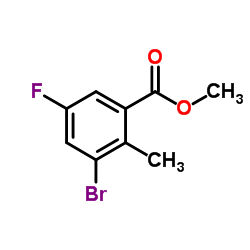 3-溴-5-氟-2-甲基苯甲酸甲酯结构式
