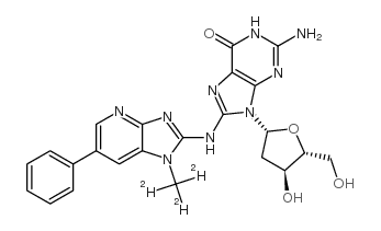 N-(脱氧鸟苷-8-基)-2-氨基-1-(甲基-d3)-6-苯基咪唑并[4,5-β]吡啶结构式