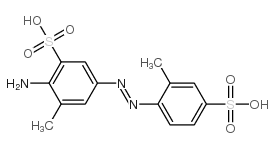 Benzenesulfonic acid,2-amino-3-methyl-5-[2-(2-methyl-4-sulfophenyl)diazenyl]-, sodium salt (1:2)结构式