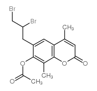 7-乙酰氧基-6-(2,3-二溴丙基)-4,8-二甲基香豆素结构式