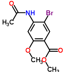 2-甲氧基-4-乙酰胺基-5-溴苯甲酸甲酯结构式