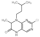 2-氯-7,8-二氢-7-甲基-8-(3-甲基丁基)-6(5H)-蝶啶酮结构式