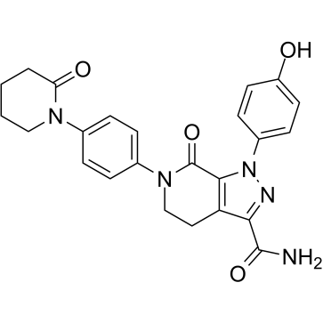 1-(4-羟基苯基)-7-氧代-6-(4-(2-氧代-1-哌啶基)苯基)-4,5,6,7-四氢-1H-吡唑并[3,4-c]吡啶-3-羧酰胺结构式