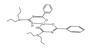 bis(N,N-di(n-propyl)-N'-benzoyl-thiourea-O,S-)copper Structure