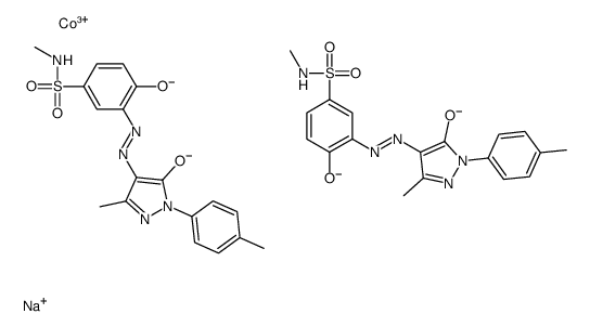 sodium bis[3-[[4,5-dihydro-3-methyl-5-oxo-1-(p-tolyl)-1H-pyrazol-4-yl]azo]-4-hydroxy-N-methylbenzenesulphonamidato(2-)]cobaltate(1-)结构式