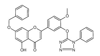 7-(benzyloxy)-5-hydroxy-2-(4-methoxy-3-((1-phenyl-1H-tetrazol-5-yl)oxy)phenyl)-4H-chromen-4-one Structure
