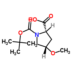 (2S,4S)-1-(tert-Butoxycarbonyl)-4-methoxypyrrolidine-2-carboxylic acid structure