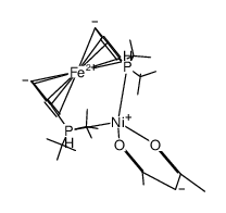 (1,1'-bis(di-tert-butylphosphino)ferrocene)Ni(acac) Structure
