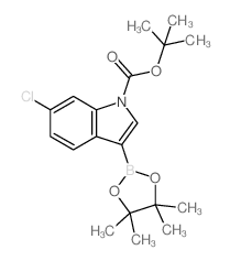 6-氯-3-(4,4,5,5-四甲基-1,3,2-二氧杂硼烷-2-基)-1H-吲哚-1-羧酸叔丁酯结构式