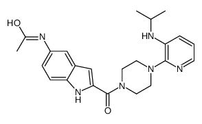 N-[2-[4-[3-(propan-2-ylamino)pyridin-2-yl]piperazine-1-carbonyl]-1H-indol-5-yl]acetamide结构式