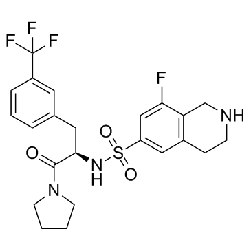 8-氟-1,2,3,4-四氢-N-[(1R)-2-氧代-2-(1-吡咯烷基)-1-[[3-(三氟甲基)苯基]甲基]乙基]-6-异喹啉磺酰胺结构式