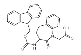 Fmoc-(R,S)-3-氨基-N-1-羧甲基-2,3,4,5-四氢-1H-[1]苯并氮杂-2-酮结构式