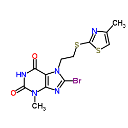 8-Bromo-3-methyl-7-{2-[(4-methyl-1,3-thiazol-2-yl)sulfanyl]ethyl}-3,7-dihydro-1H-purine-2,6-dione结构式