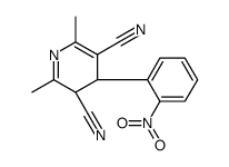(4R)-2,6-dimethyl-4-(2-nitrophenyl)-3,4-dihydropyridine-3,5-dicarbonitrile结构式