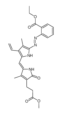 2-{5-[4-(2-methoxycarbonyl-ethyl)-3-methyl-5-oxo-1,5-dihydro-pyrrol-2-ylidenemethyl]-3-methyl-4-vinyl-pyrrol-2-ylazo}-benzoic acid ethyl ester Structure