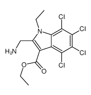 1H-Indole-3-carboxylic acid, 2-aminomethyl-1-ethyl-4,5,6,7-tetrachloro-, ethyl ester结构式