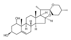 (20S,22R,25R)-1α,3β-dihydroxyspirost-5-ene结构式