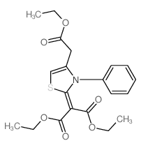 Propanedioic acid,2-[4-(2-ethoxy-2-oxoethyl)-3-phenyl-2(3H)-thiazolylidene]-, 1,3-diethyl ester结构式
