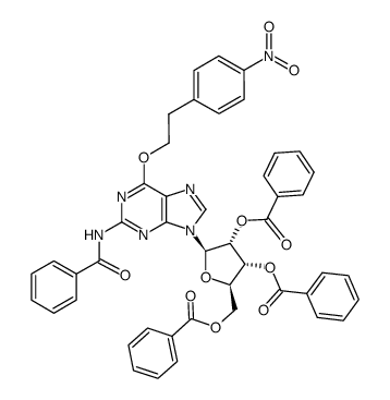 N2,2',3',5'-tetrabenzoyl-O6-nitrophenylethylguanosine Structure