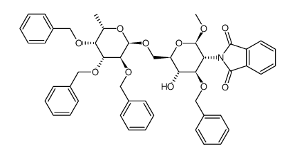 Methyl 3-O-benzyl-6-O-(2,3,4-tri-O-benzyl-a-L-fucopyranosyl)-2-deoxy-2-phthalimido-b-D-glucopyranoside结构式